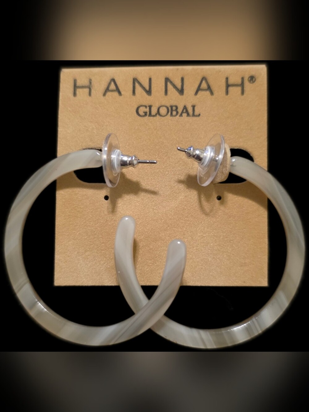 Gray Marbled Hoop Earrings